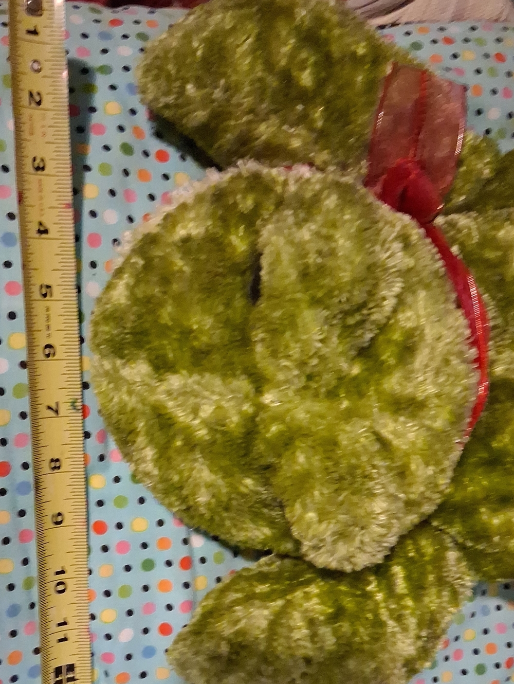 Plush Green Frog with Red Ribbon - Soft Kids Stuffed Animal